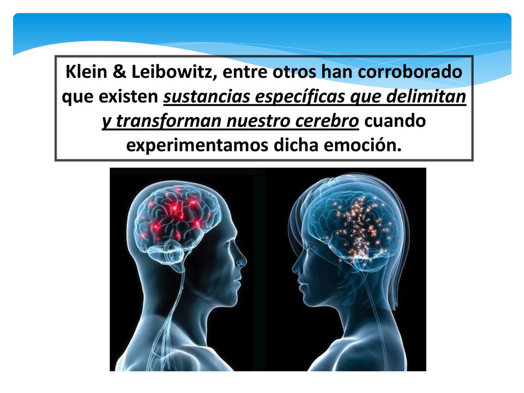 Klein & Leibowitz, entre otros han corroborado que existen sustancias específicas que delimitan y transforman nuestro cerebro cuando experimentamos dicha emoción.
