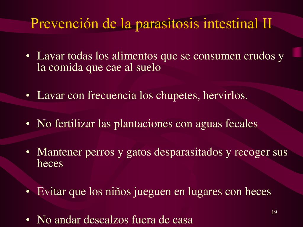 Prevención de la parasitosis intestinal II