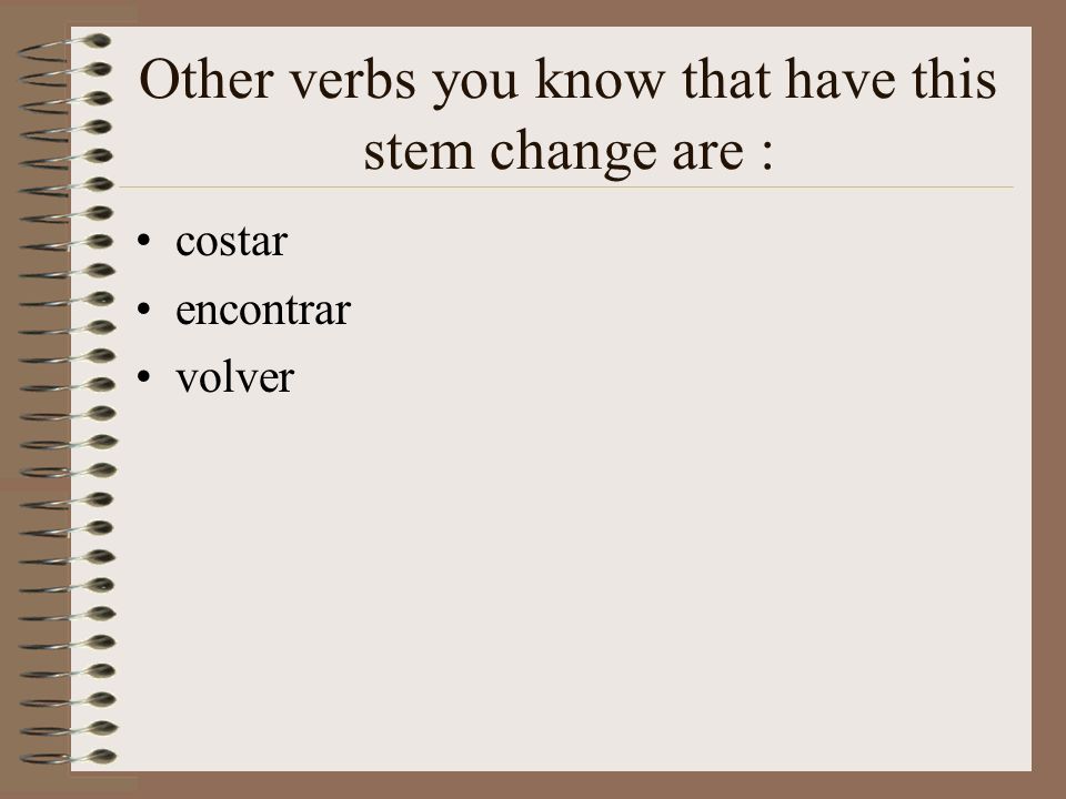 Other verbs you know that have this stem change are :