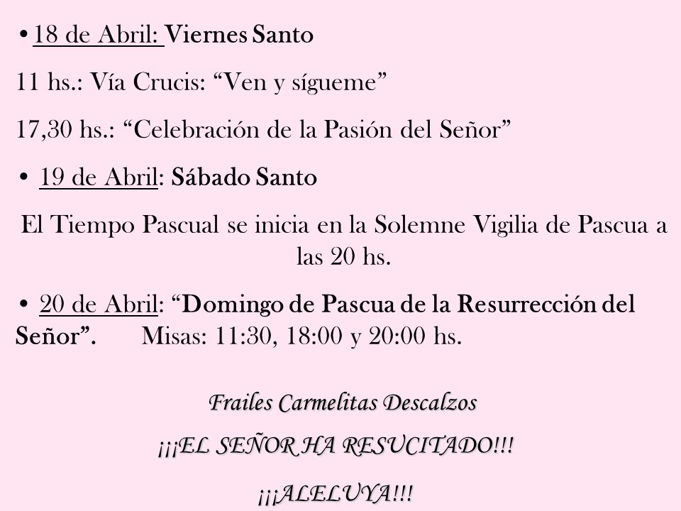 18 de Abril: Viernes Santo 11 hs.: Vía Crucis: Ven y sígueme
