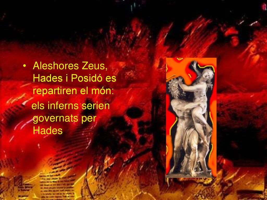 Aleshores Zeus, Hades i Posidó es repartiren el món: