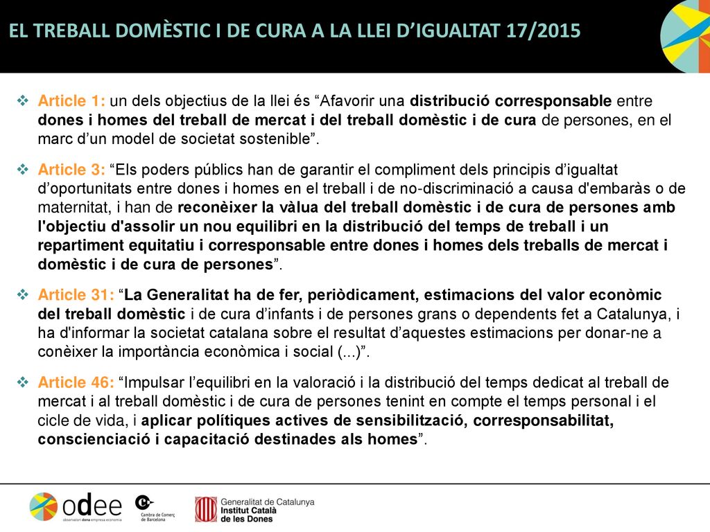 EL TREBALL DOMÈSTIC I DE CURA A LA LLEI D’IGUALTAT 17/2015