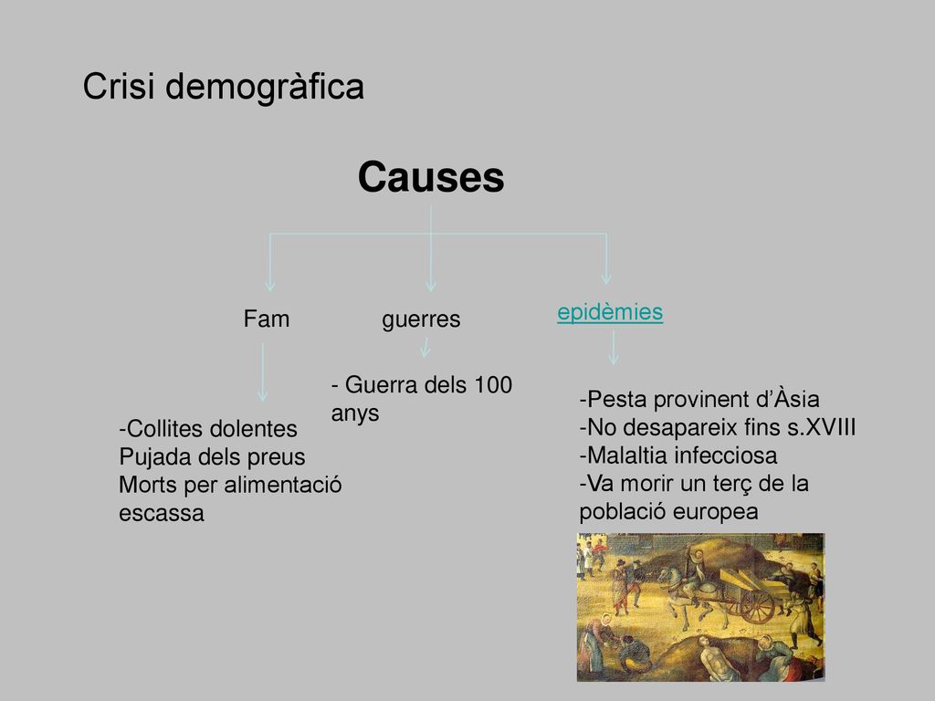 Causes Crisi demogràfica epidèmies Fam guerres - Guerra dels 100 anys