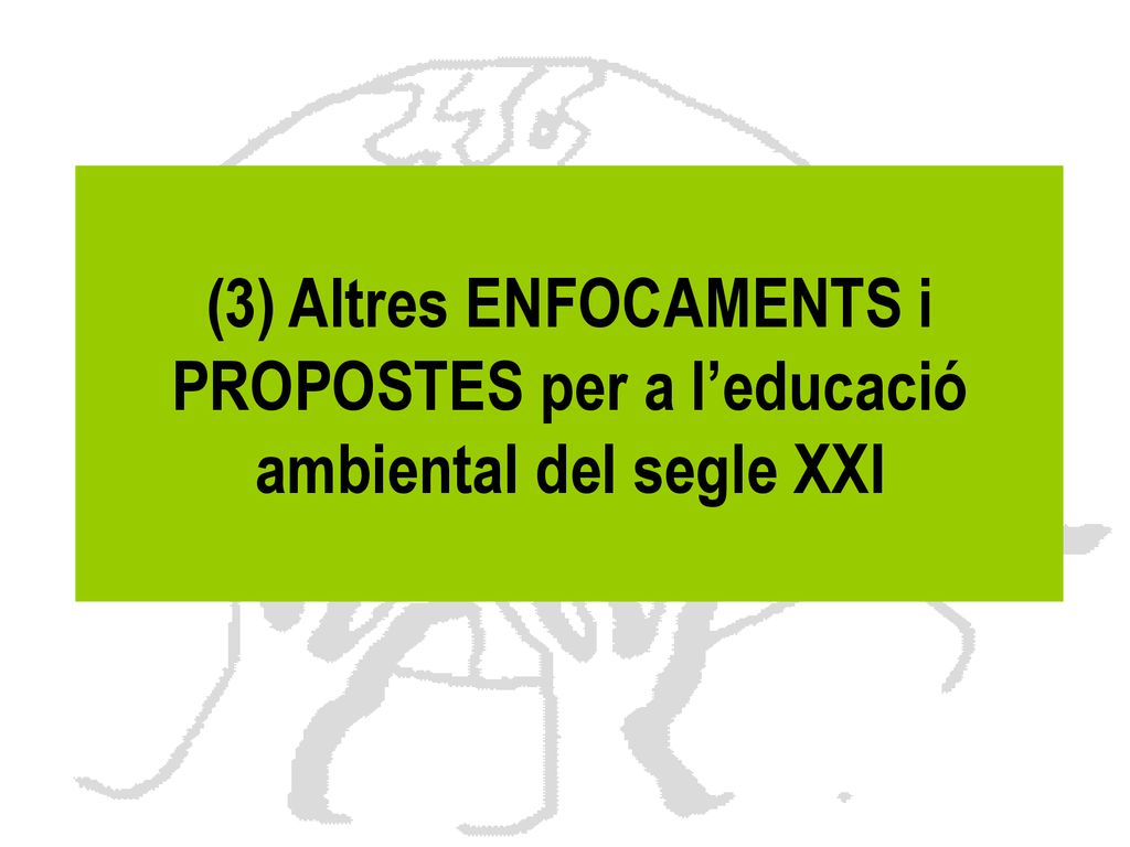 (3) Altres ENFOCAMENTS i PROPOSTES per a l’educació ambiental del segle XXI