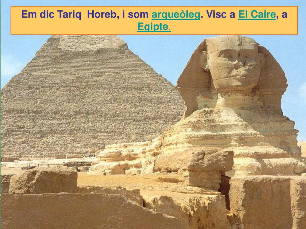 Em dic Tariq Horeb, i som arqueòleg. Visc a El Caire, a Egipte.