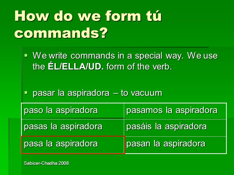How do we form tú commands