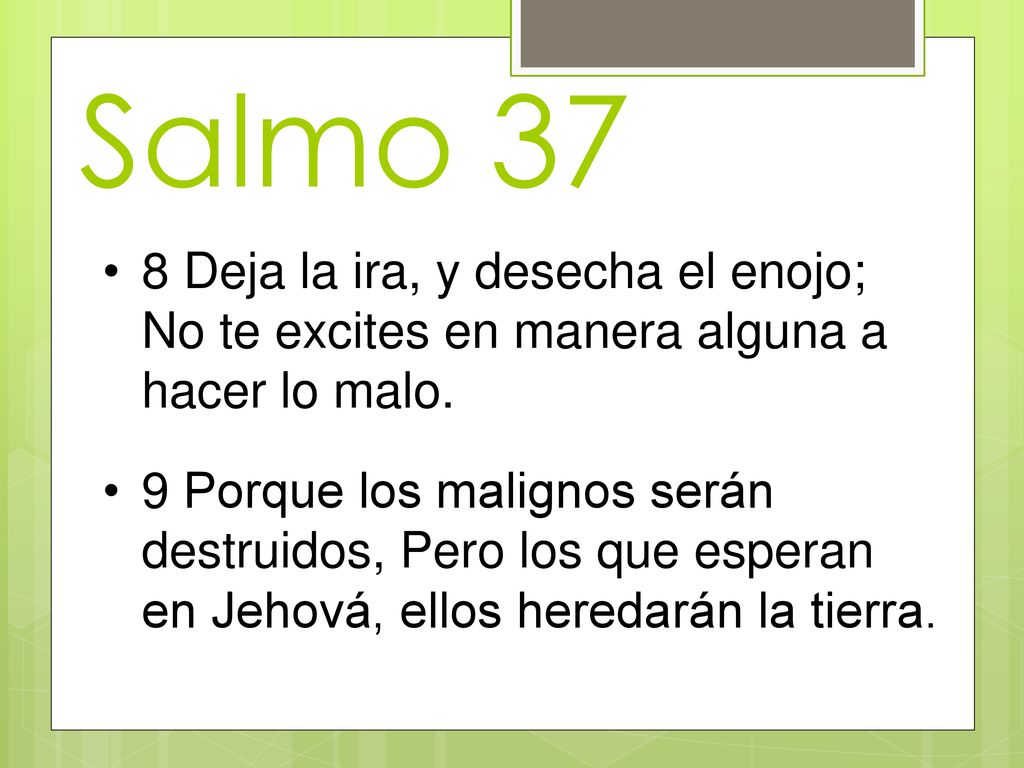 Salmo 37 8 Deja la ira, y desecha el enojo; No te excites en manera alguna a hacer lo malo.