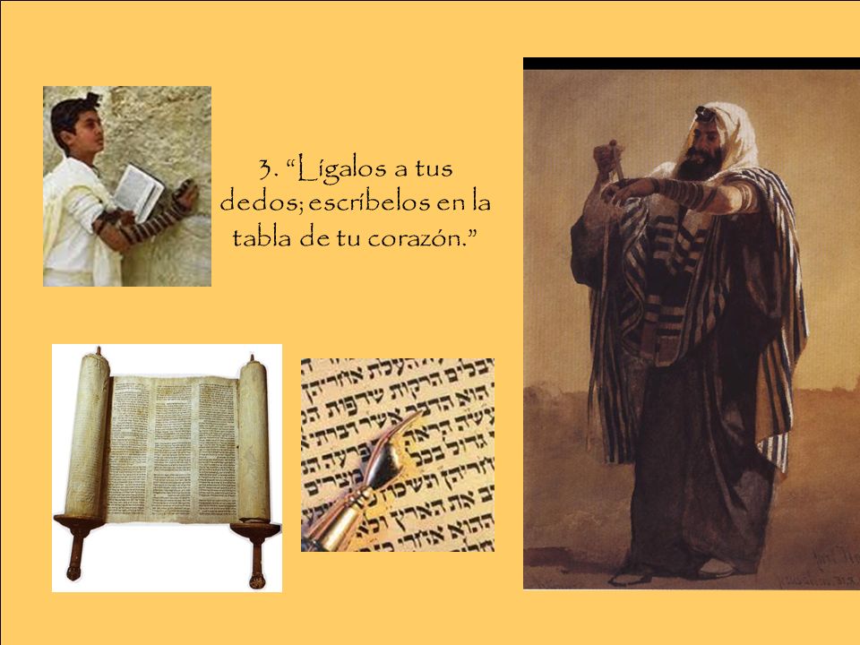 3. Lígalos a tus dedos; escríbelos en la tabla de tu corazón.