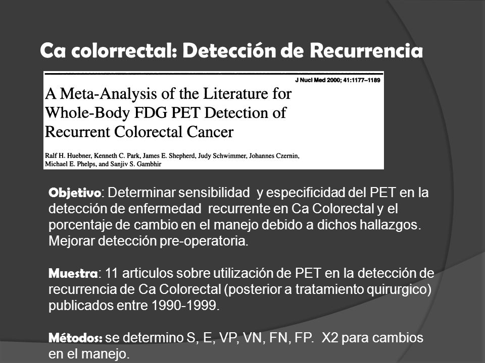 Ca colorrectal: Detección de Recurrencia