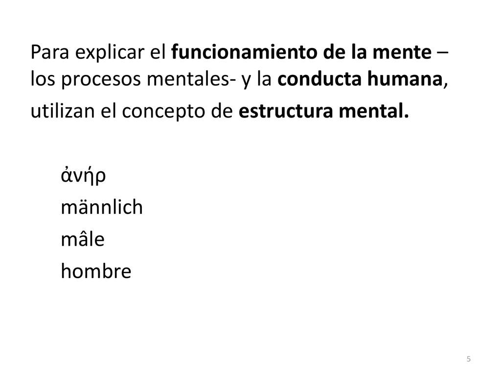 Para explicar el funcionamiento de la mente –los procesos mentales- y la conducta humana, utilizan el concepto de estructura mental.