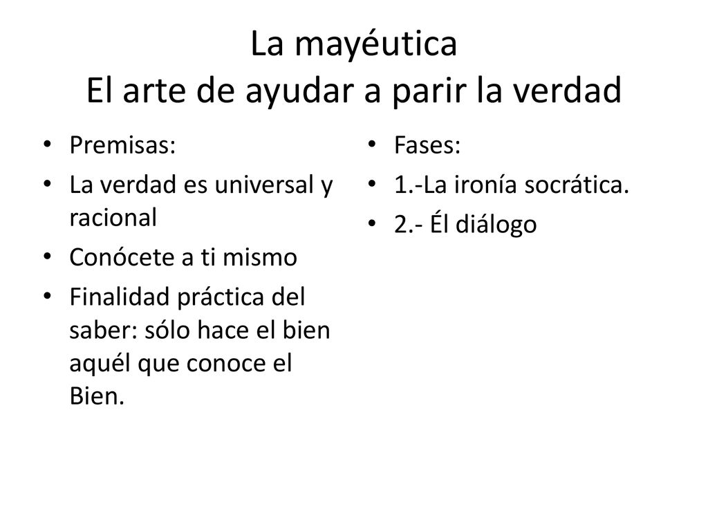 La mayéutica El arte de ayudar a parir la verdad