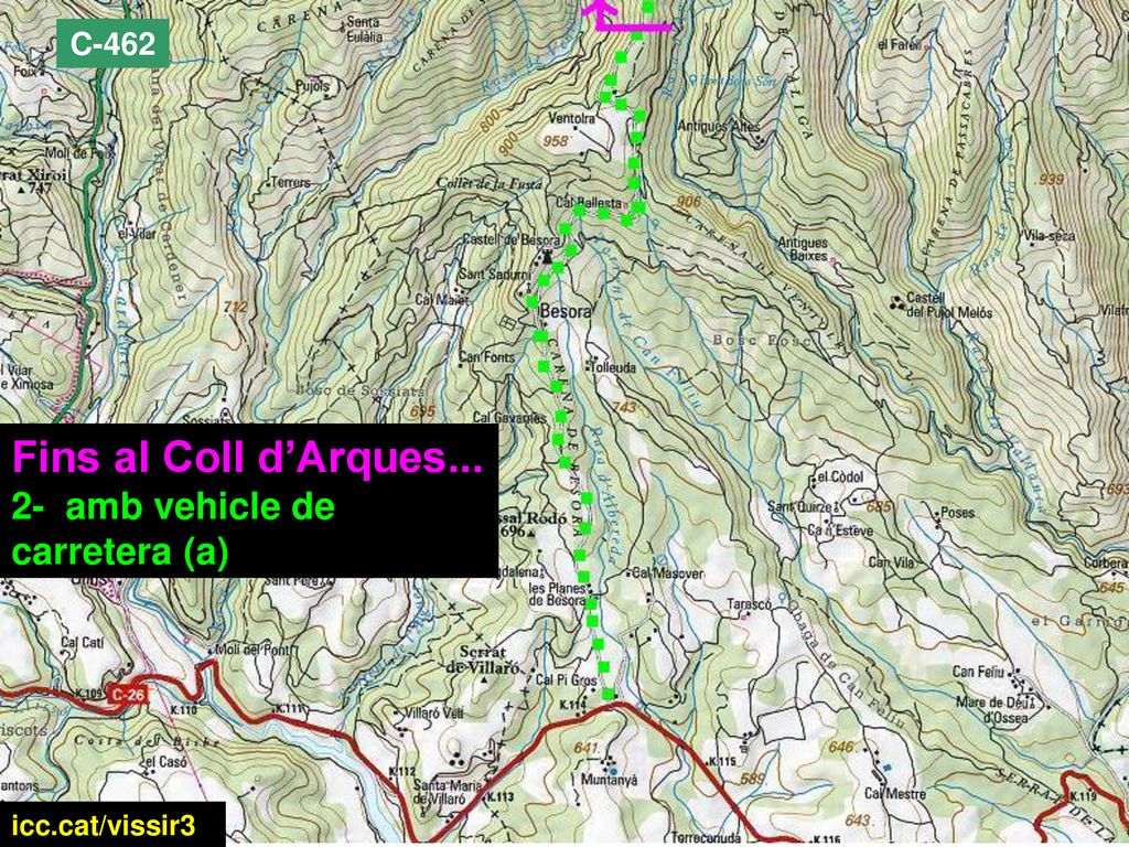 Fins al Coll d’Arques amb vehicle de . carretera (a)