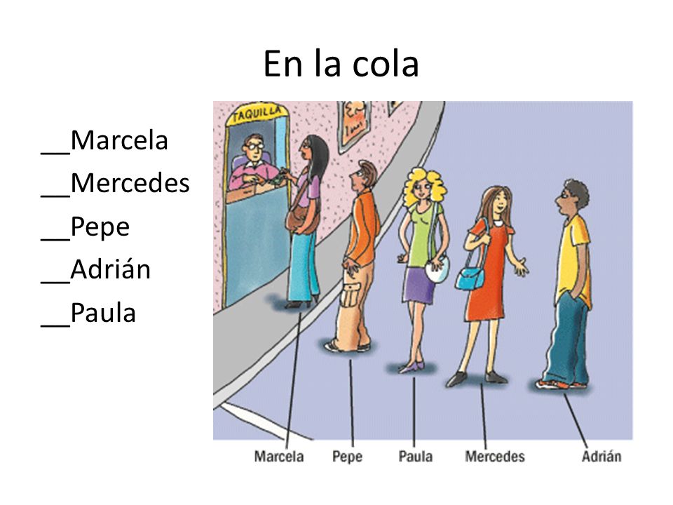 En la cola __Marcela __Mercedes __Pepe __Adrián __Paula