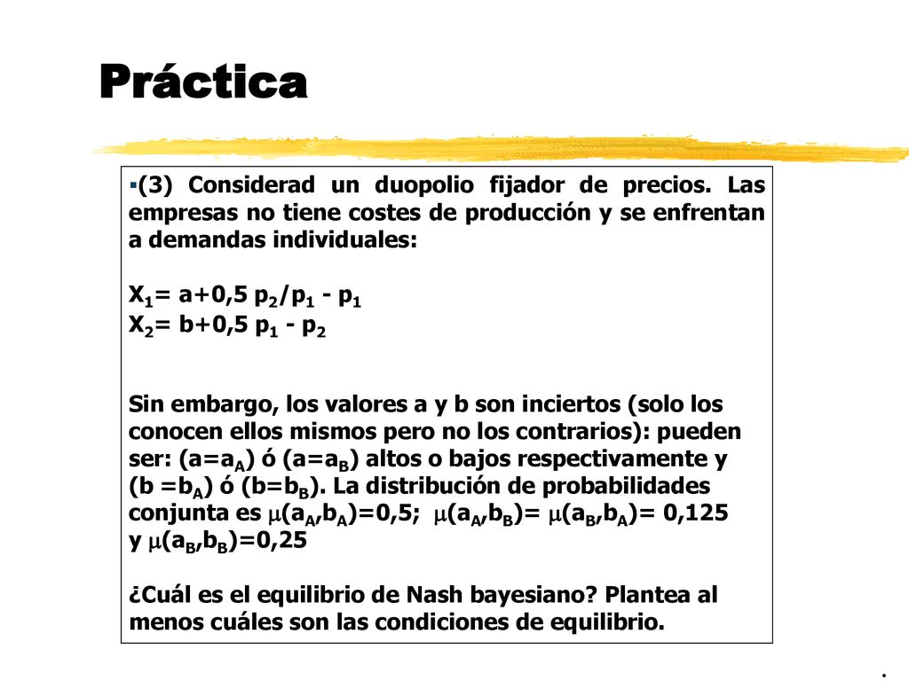 Práctica (3) Considerad un duopolio fijador de precios. Las empresas no tiene costes de producción y se enfrentan a demandas individuales:
