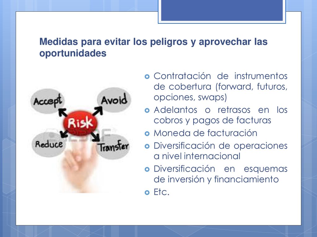Medidas para evitar los peligros y aprovechar las oportunidades