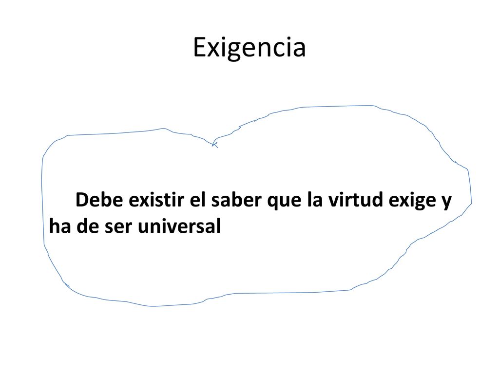Exigencia Debe existir el saber que la virtud exige y ha de ser universal