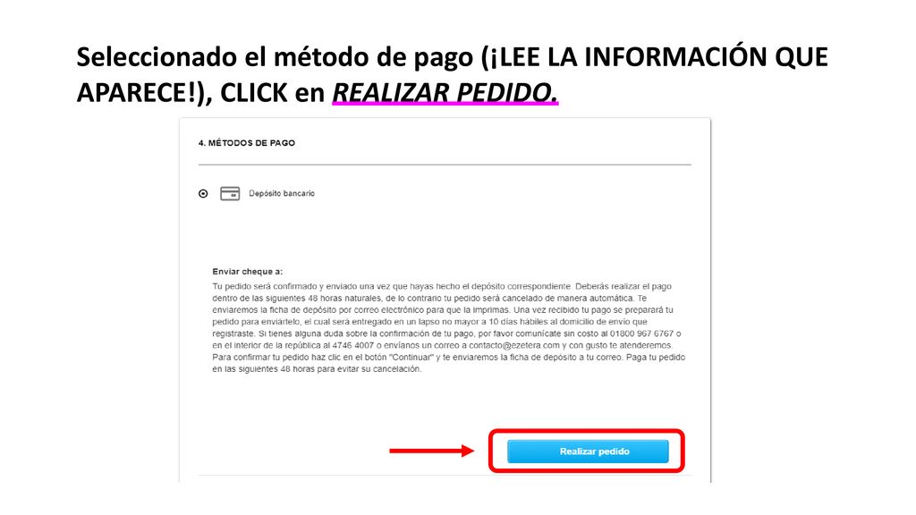 Seleccionado el método de pago (¡LEE LA INFORMACIÓN QUE APARECE