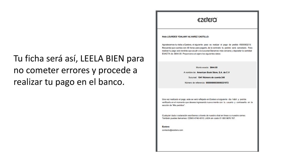 Tu ficha será así, LEELA BIEN para no cometer errores y procede a realizar tu pago en el banco.