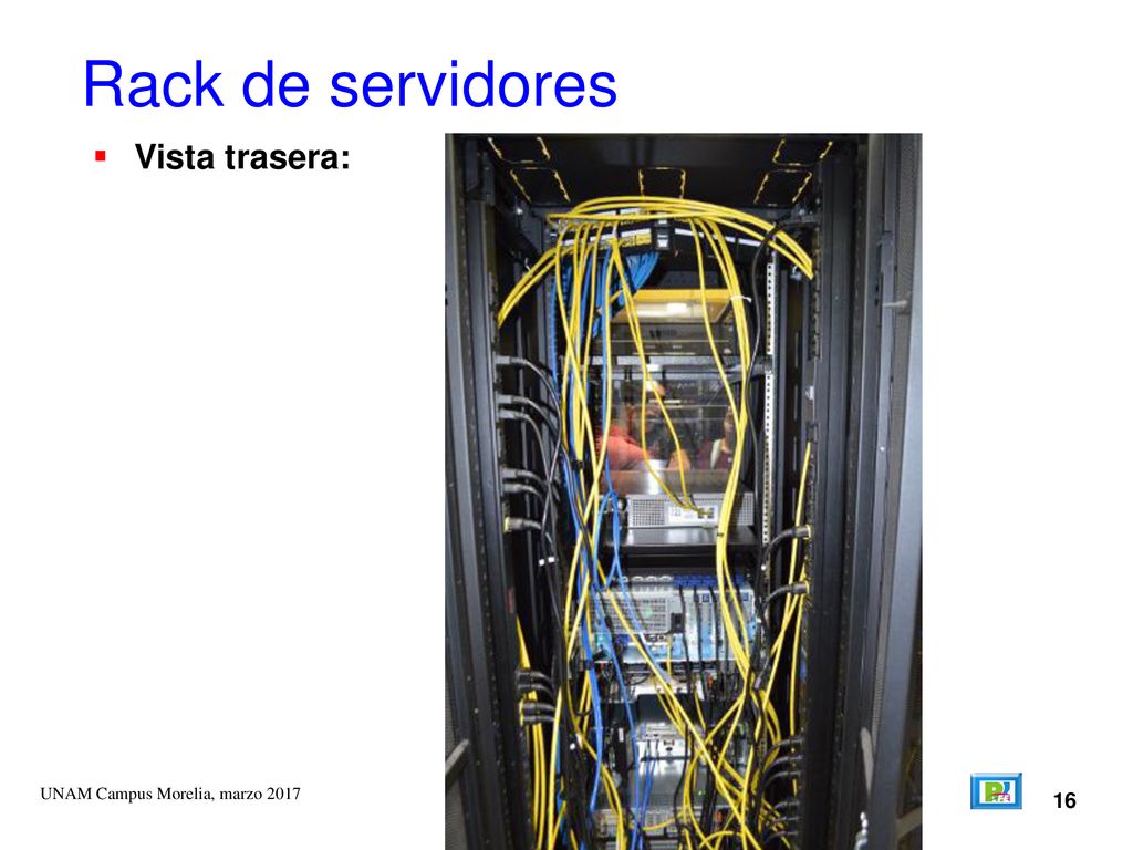 Rack de servidores Vista trasera: UNAM Campus Morelia, marzo