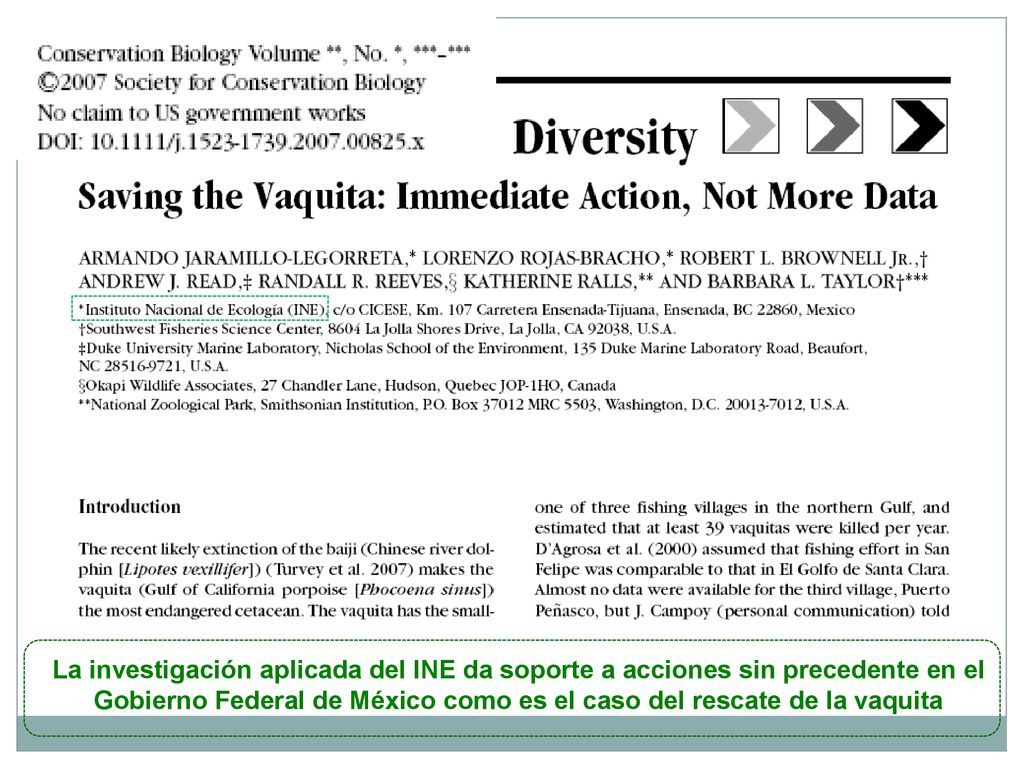 Gobierno Federal de México como es el caso del rescate de la vaquita