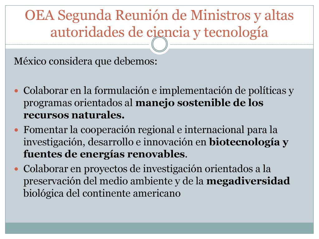 OEA Segunda Reunión de Ministros y altas autoridades de ciencia y tecnología