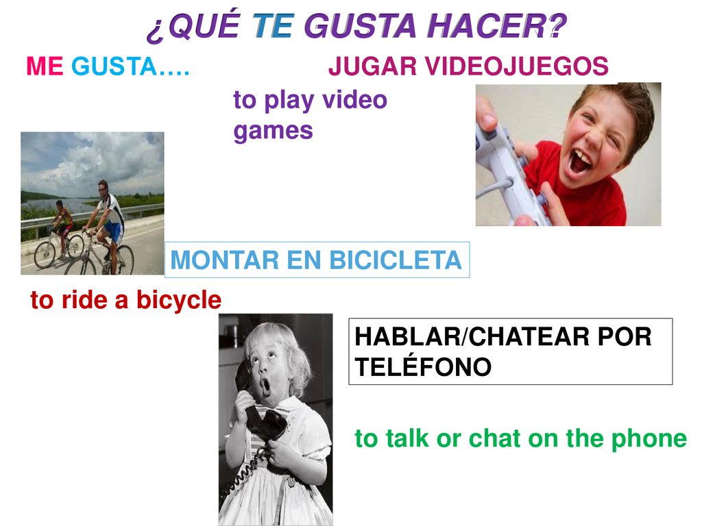 ¿QUÉ TE GUSTA HACER ME GUSTA…. JUGAR VIDEOJUEGOS to play video games