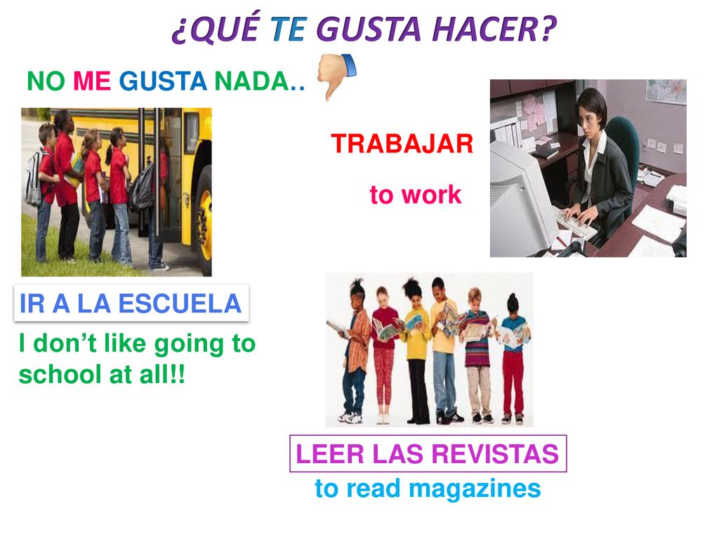 ¿QUÉ TE GUSTA HACER NO ME GUSTA NADA…. TRABAJAR to work