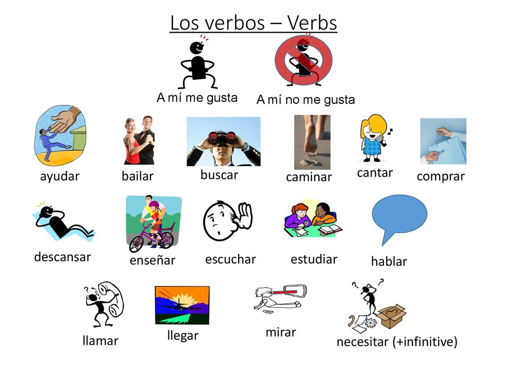 Los verbos – Verbs ayudar bailar buscar cantar caminar comprar