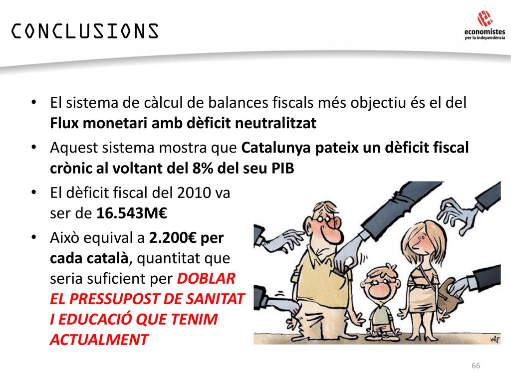 CONCLUSIONS El sistema de càlcul de balances fiscals més objectiu és el del Flux monetari amb dèficit neutralitzat.