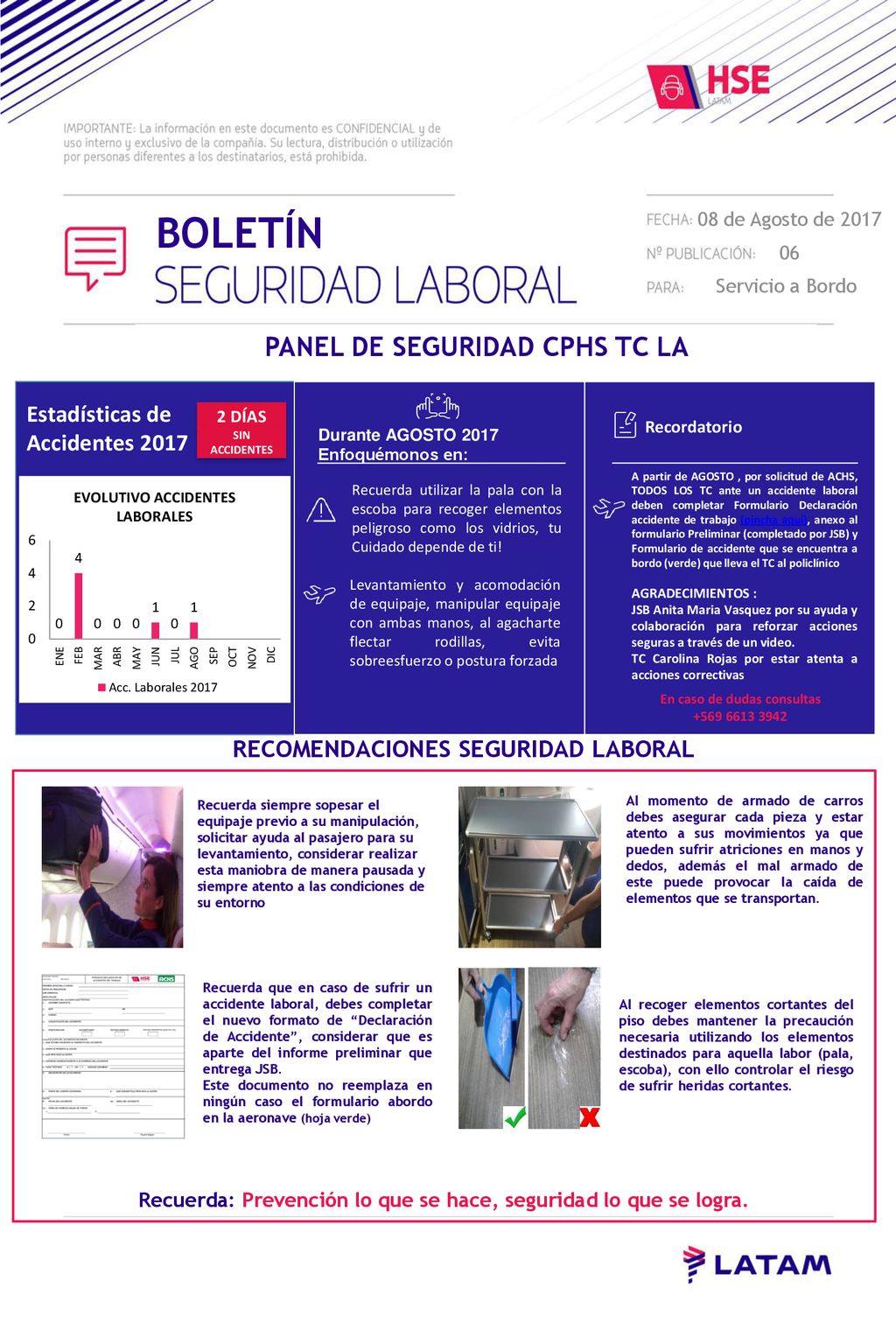 BOLETÍN PANEL DE SEGURIDAD CPHS TC LA Estadísticas de Accidentes 2017