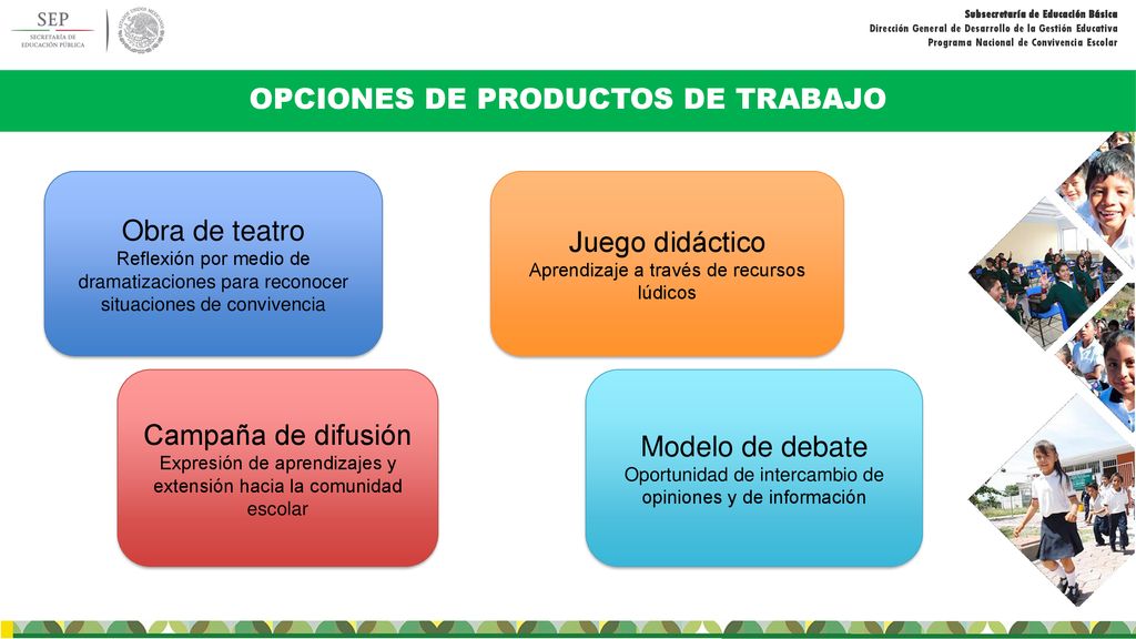 OPCIONES DE PRODUCTOS DE TRABAJO