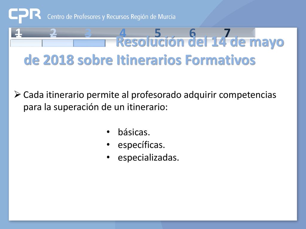 Resolución del 14 de mayo de 2018 sobre Itinerarios Formativos