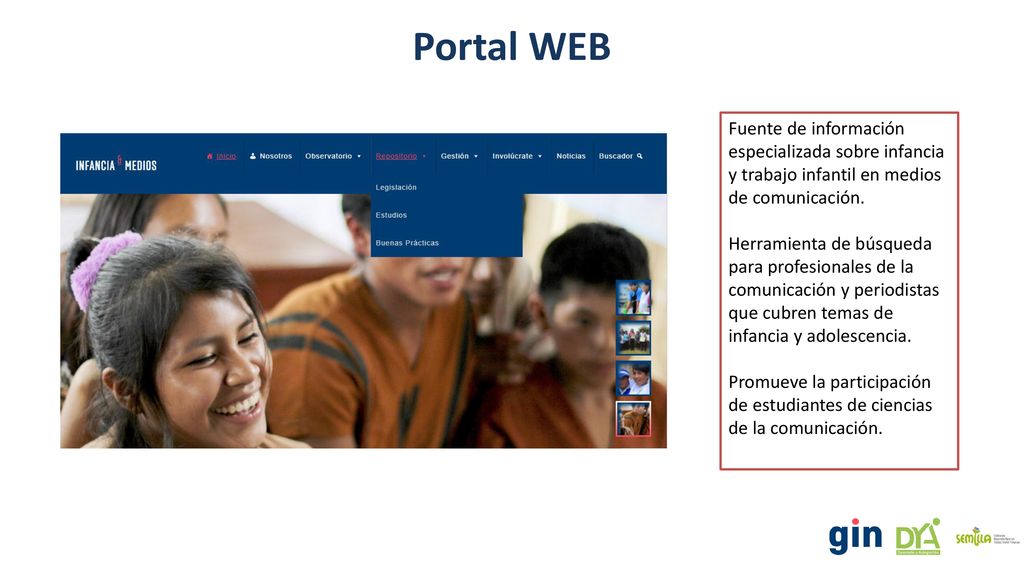 Portal WEB Fuente de información especializada sobre infancia y trabajo infantil en medios de comunicación.