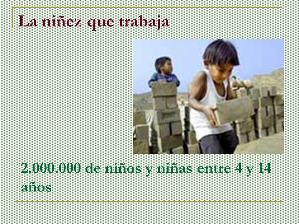 La niñez que trabaja de niños y niñas entre 4 y 14 años