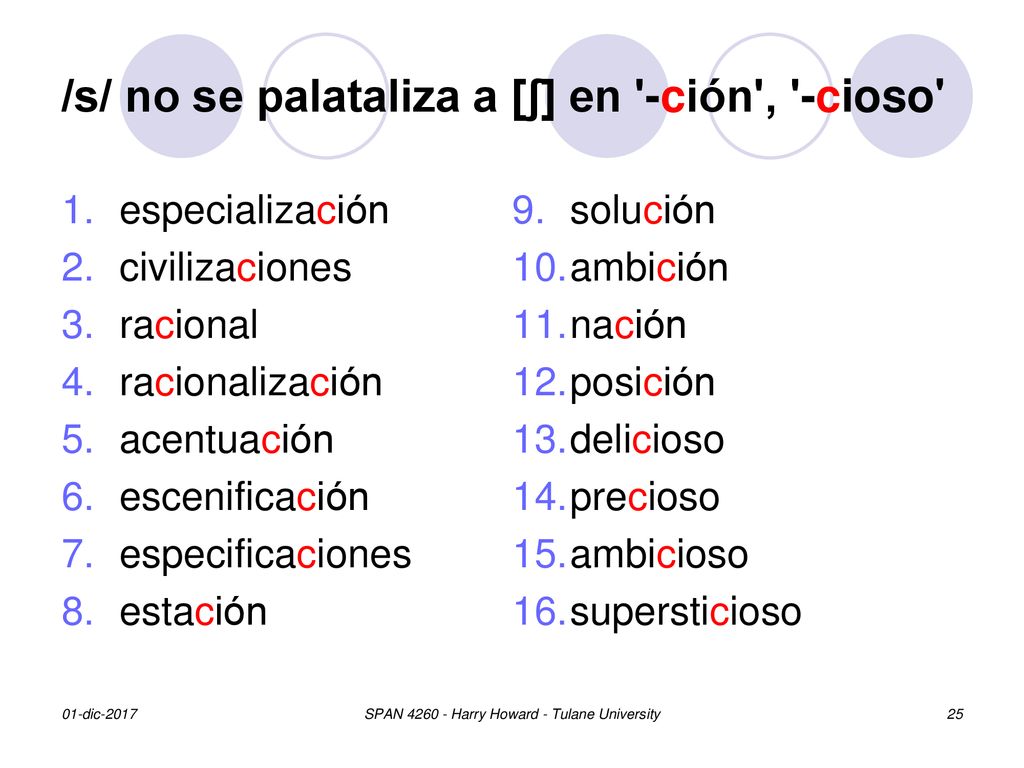 /s/ no se palataliza a [ʃ] en -ción , -cioso