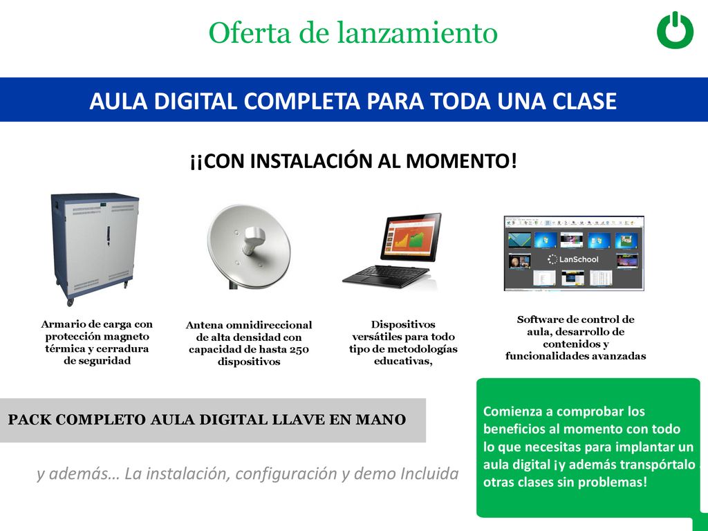 Oferta de lanzamiento AULA DIGITAL COMPLETA PARA TODA UNA CLASE