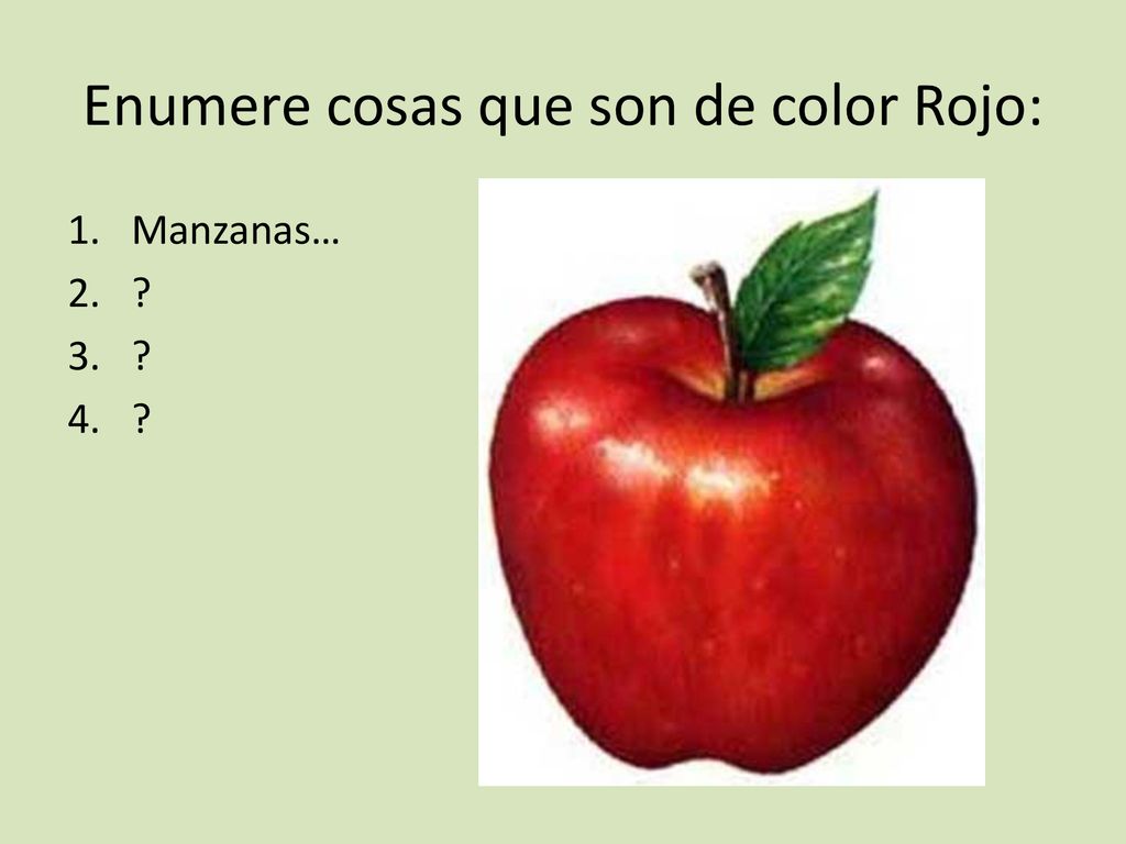 Enumere cosas que son de color Rojo:
