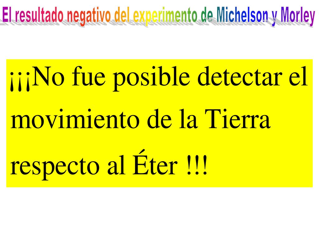 El resultado negativo del experimento de Michelson y Morley