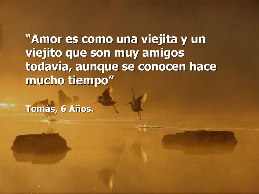 Amor es como una viejita y un viejito que son muy amigos todavía, aunque se conocen hace mucho tiempo