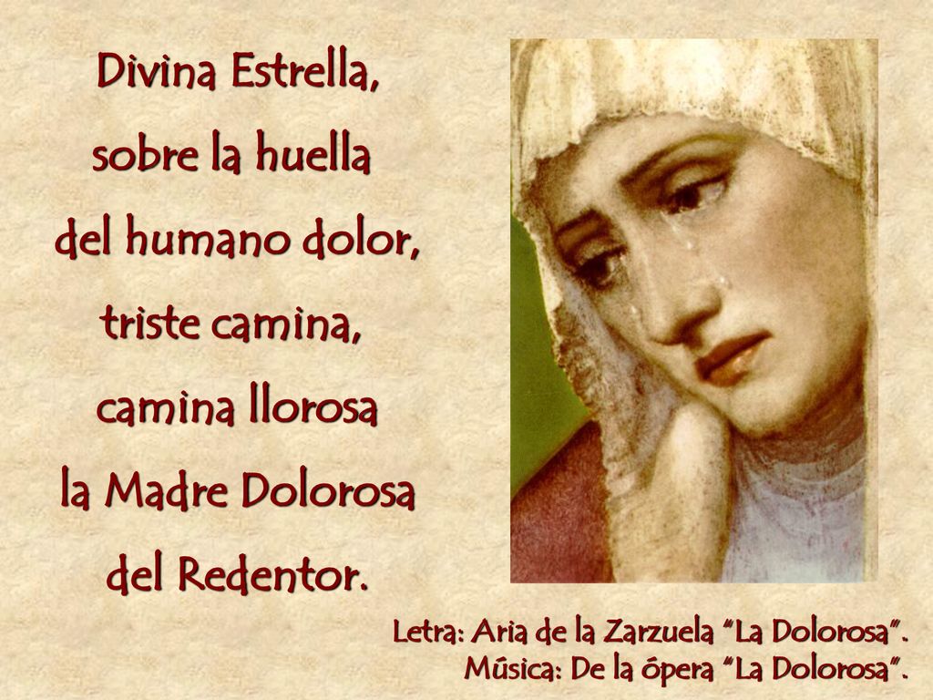 Divina Estrella, sobre la huella del humano dolor, triste camina,