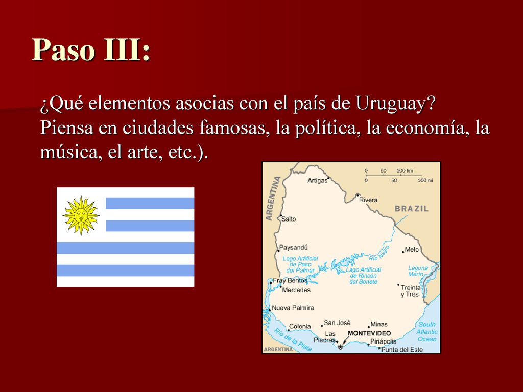 Paso III: ¿Qué elementos asocias con el país de Uruguay.