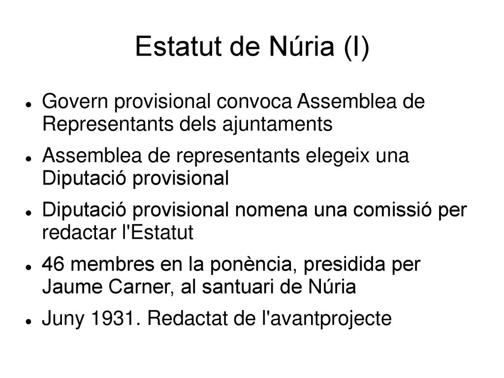 Estatut de Núria (I) Govern provisional convoca Assemblea de Representants dels ajuntaments.