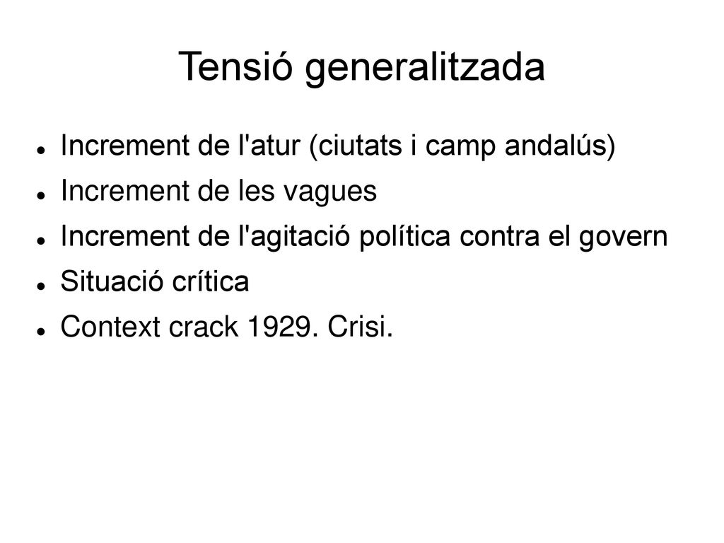 Tensió generalitzada Increment de l atur (ciutats i camp andalús)