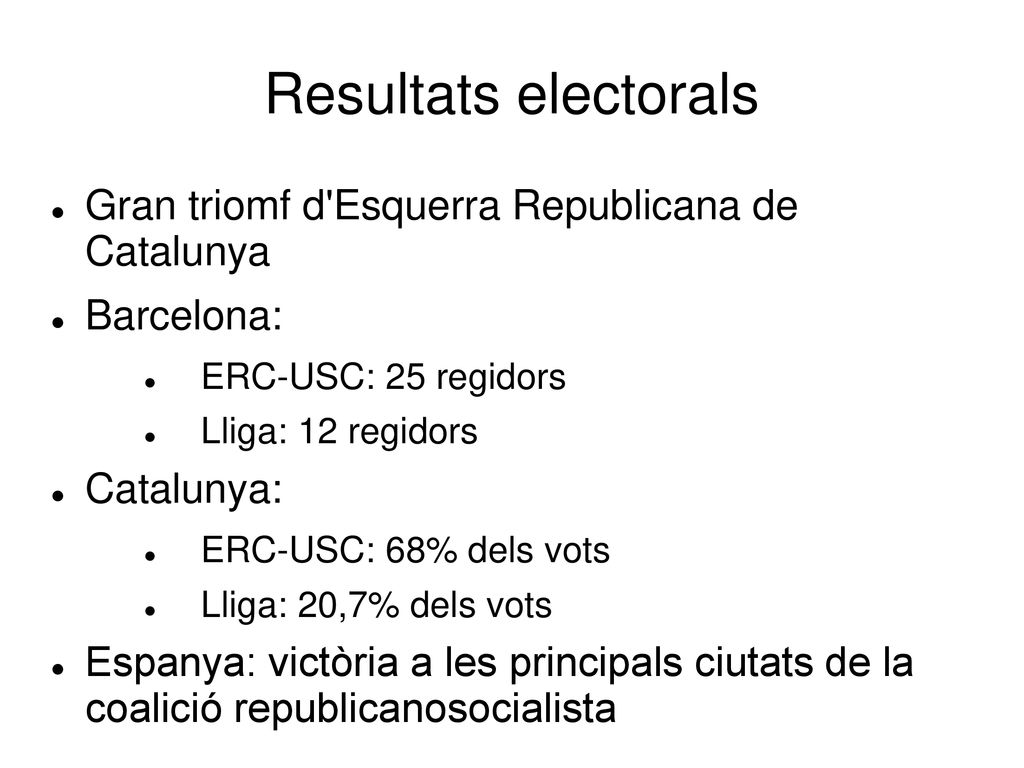 Resultats electorals Gran triomf d Esquerra Republicana de Catalunya