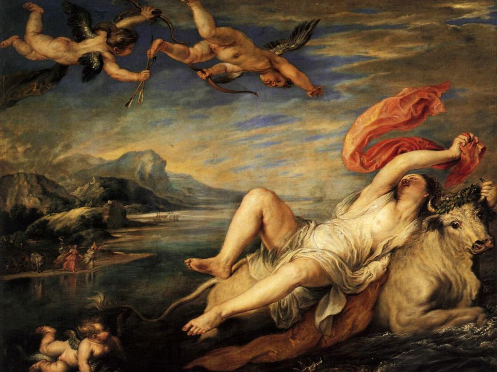Zeus va raptar Europa transformat en un brau blanc
