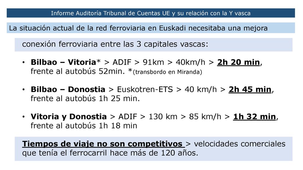 Informe Auditoría Tribunal de Cuentas UE y su relación con la Y vasca