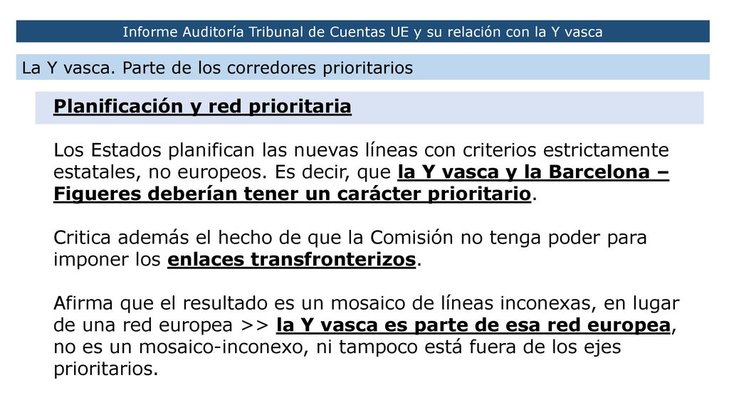 Informe Auditoría Tribunal de Cuentas UE y su relación con la Y vasca