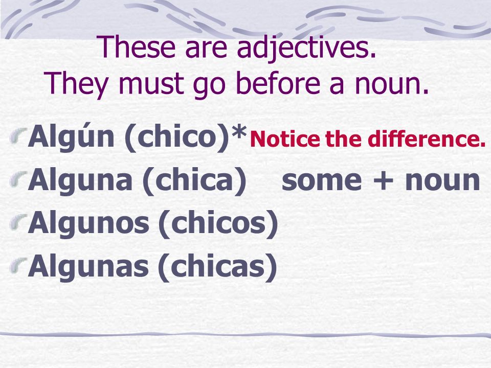 These are adjectives. They must go before a noun.