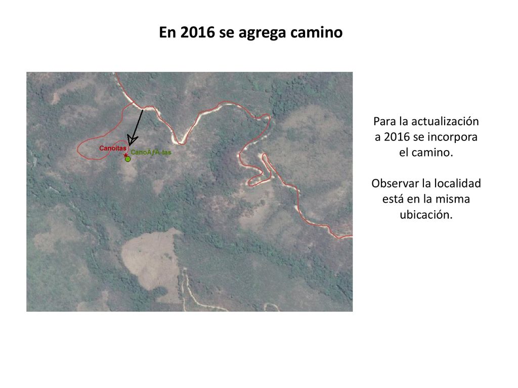 En 2016 se agrega camino Para la actualización a 2016 se incorpora el camino.