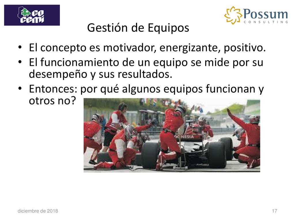 Gestión de Equipos El concepto es motivador, energizante, positivo.